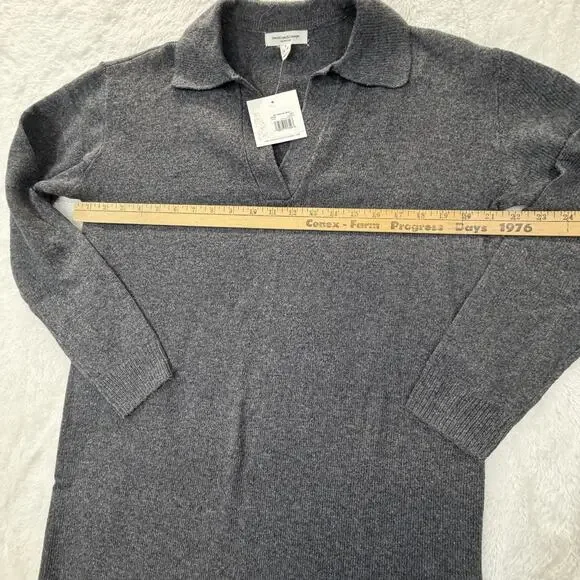 Beach Lunch Lounge Gray Collared V-neck Sweater Dress Size S 4-6 NWT BLL - Picture 6 of 12